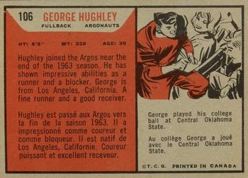 1965 Topps CFL #106 George Hughley Back