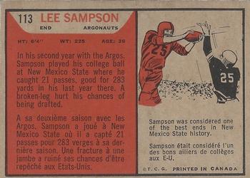1965 Topps CFL #113 Lee Sampson Back