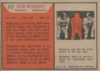 1965 Topps CFL #117 John Wydareny Back