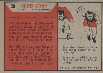 1965 Topps CFL #120 Herb Gray Back