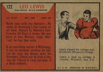 1965 Topps CFL #122 Leo Lewis Back