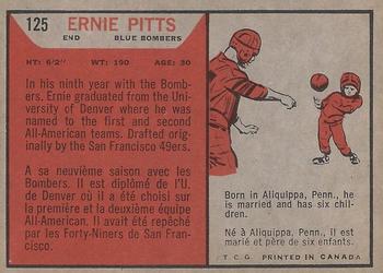 1965 Topps CFL #125 Ernie Pitts Back