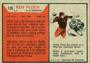 1965 Topps CFL #126 Ken Ploen Back