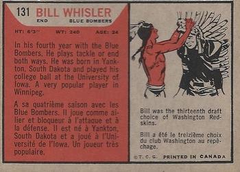 1965 Topps CFL #131 Bill Whisler Back