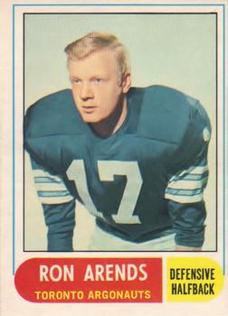 1968 O-Pee-Chee CFL #37 Ron Arends Front
