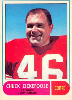 1968 O-Pee-Chee CFL #75 Chuck Zickefoose Front