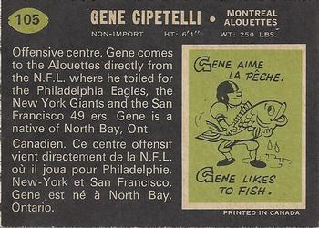 1970 O-Pee-Chee CFL #105 Gene Ceppetelli Back