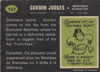 1970 O-Pee-Chee CFL #107 Gordon Judges Back