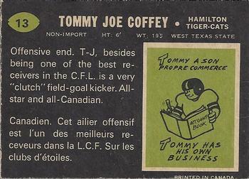 1970 O-Pee-Chee CFL #13 Tommy Joe Coffey Back