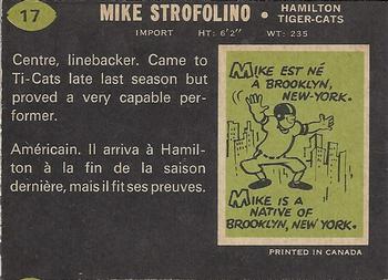 1970 O-Pee-Chee CFL #17 Mike Strofolino Back