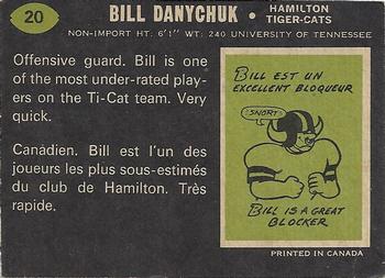 1970 O-Pee-Chee CFL #20 Bill Danychuk Back