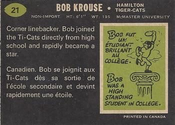1970 O-Pee-Chee CFL #21 Bob Krouse Back