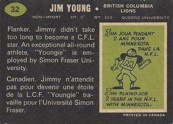 1970 O-Pee-Chee CFL #32 Jim Young Back