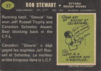 1970 O-Pee-Chee CFL #37 Ron Stewart Back