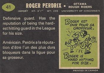 1970 O-Pee-Chee CFL #41 Roger Perdrix Back