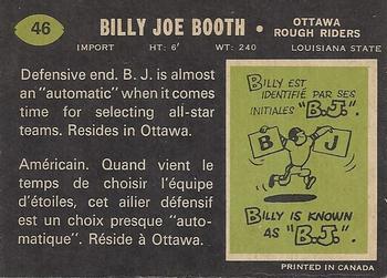 1970 O-Pee-Chee CFL #46 Billy Joe Booth Back