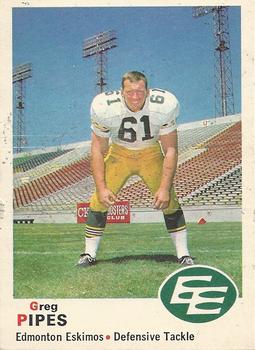 1970 O-Pee-Chee CFL #52 Greg Pipes Front