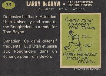 1970 O-Pee-Chee CFL #73 Larry DeGraw Back
