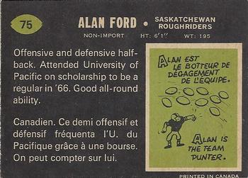 1970 O-Pee-Chee CFL #75 Alan Ford Back