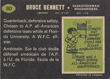 1970 O-Pee-Chee CFL #80 Bruce Bennett Back