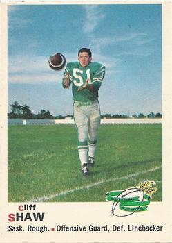 1970 O-Pee-Chee CFL #83 Cliff Shaw Front