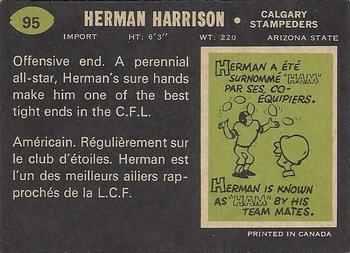 1970 O-Pee-Chee CFL #95 Herman Harrison Back