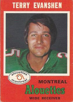 1971 O-Pee-Chee CFL #109 Terry Evanshen Front