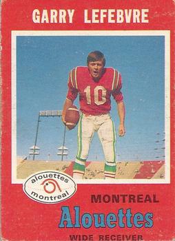 1971 O-Pee-Chee CFL #114 Garry Lefebvre Front