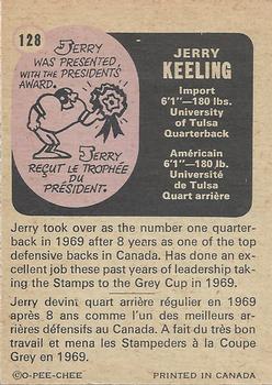 1971 O-Pee-Chee CFL #128 Jerry Keeling Back