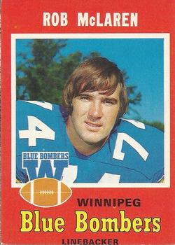 1971 O-Pee-Chee CFL #22 Rob McLaren Front