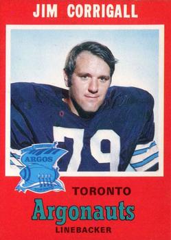 1971 O-Pee-Chee CFL #5 Jim Corrigall Front