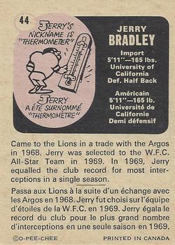 1971 O-Pee-Chee CFL #44 Jerry Bradley Back