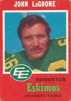 1971 O-Pee-Chee CFL #57 John LaGrone Front