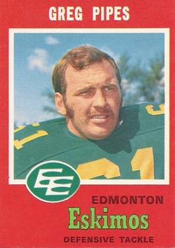 1971 O-Pee-Chee CFL #58 Greg Pipes Front