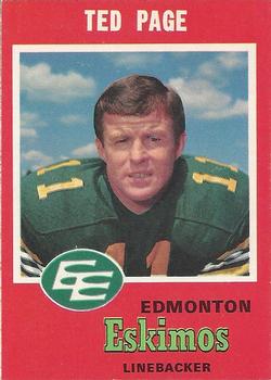 1971 O-Pee-Chee CFL #59 Ted Page Front