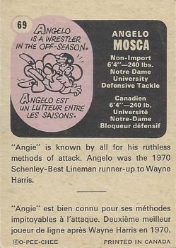 1971 O-Pee-Chee CFL #69 Angelo Mosca Back