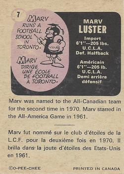 1971 O-Pee-Chee CFL #7 Marv Luster Back