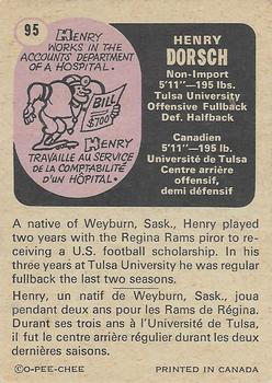 1971 O-Pee-Chee CFL #95 Henry Dorsch Back