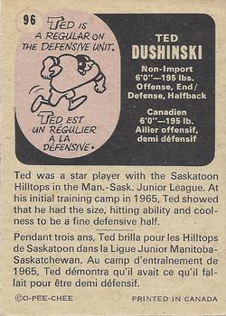 1971 O-Pee-Chee CFL #96 Ted Dushinski Back