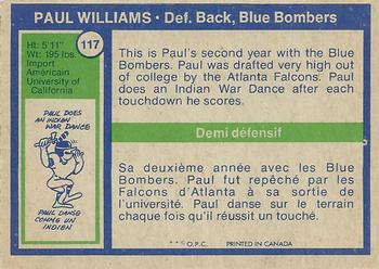 1972 O-Pee-Chee CFL #117 Paul Williams Back