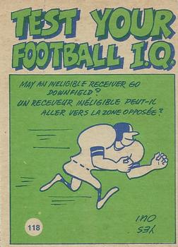 1972 O-Pee-Chee CFL #118 Pro Action Back