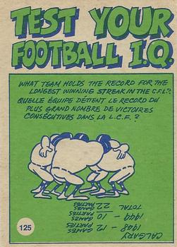 1972 O-Pee-Chee CFL #125 Pro Action Back