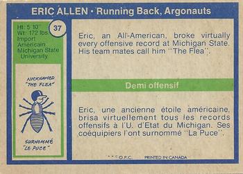 1972 O-Pee-Chee CFL #37 Eric Allen Back