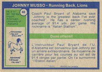 1972 O-Pee-Chee CFL #46 Johnny Musso Back