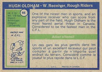 1972 O-Pee-Chee CFL #66 Hugh Oldham Back