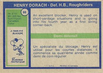 1972 O-Pee-Chee CFL #88 Henry Dorsch Back