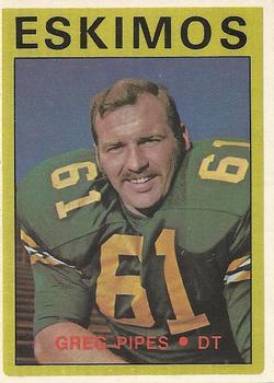 1972 O-Pee-Chee CFL #92 Greg Pipes Front
