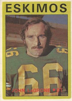 1972 O-Pee-Chee CFL #93 John LaGrone Front