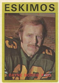 1972 O-Pee-Chee CFL #99 Bayne Norrie Front