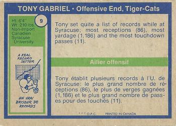 1972 O-Pee-Chee CFL #9 Tony Gabriel Back